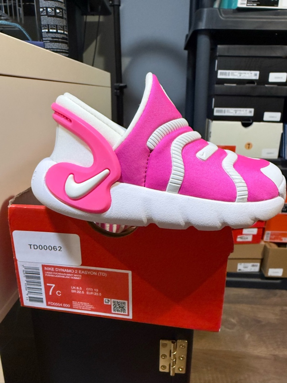 Nike Kids Hot Pink and White Slip-On Sandal Sneakers